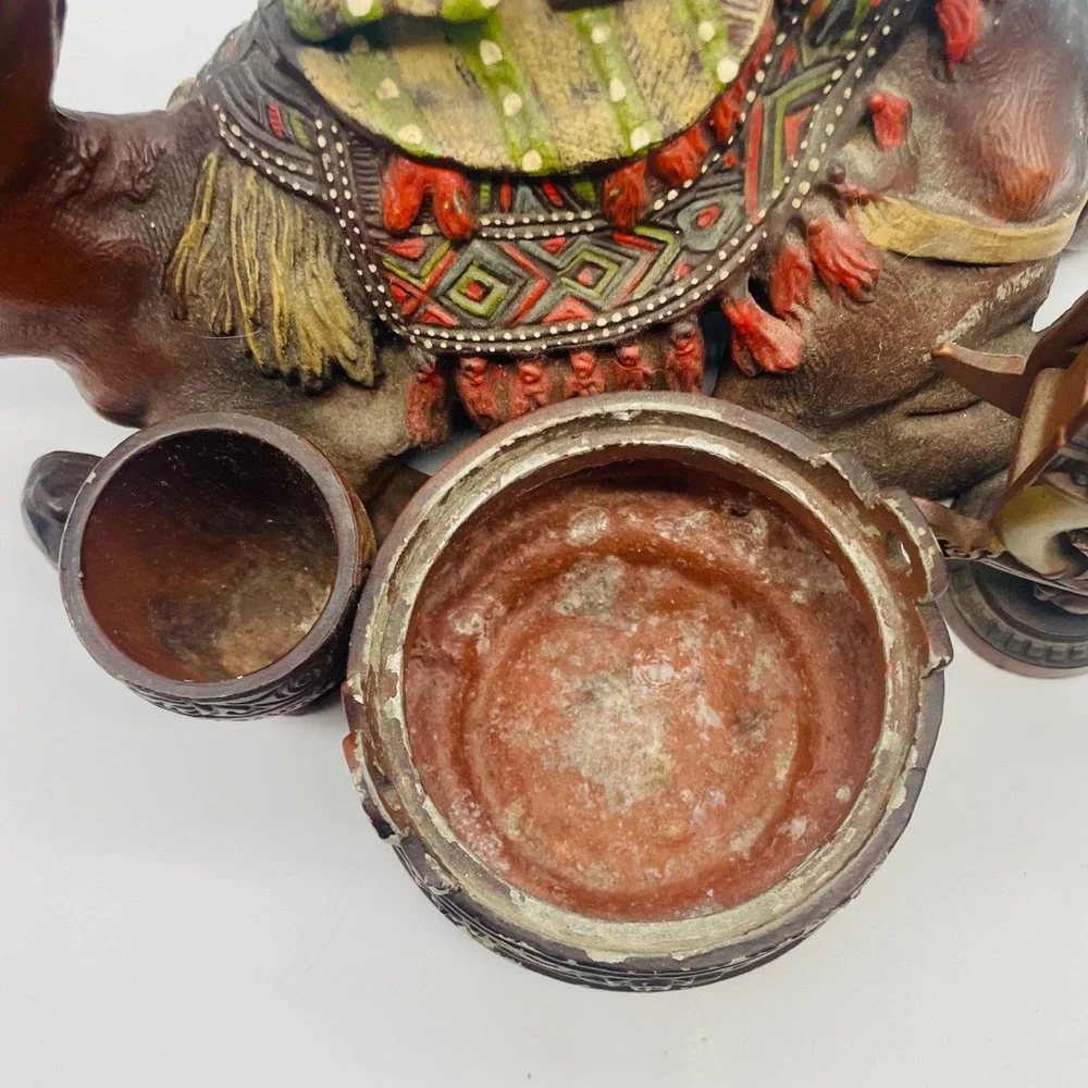 Judd Cast Iron Smoke Stand Match Holder Desk Table Top Camel Egypt‎ Pharaoh Face
